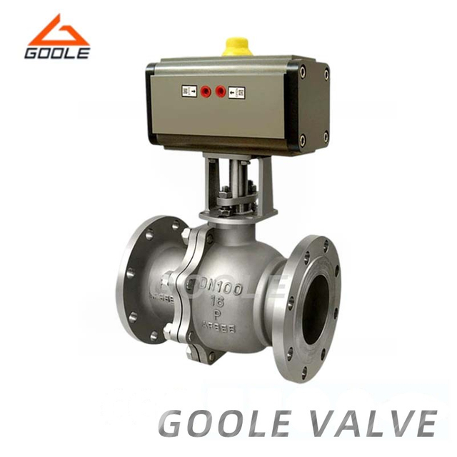 2PCS Pneumatic Cast Steel Split Body Flanged Floating Ball Valve