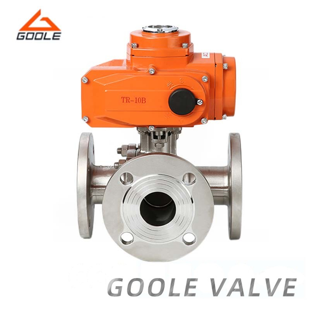 Electric Flanged Ends Three Way Ball Valve