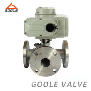 Electric Operated Flanged T Type Three Way Ball Valve