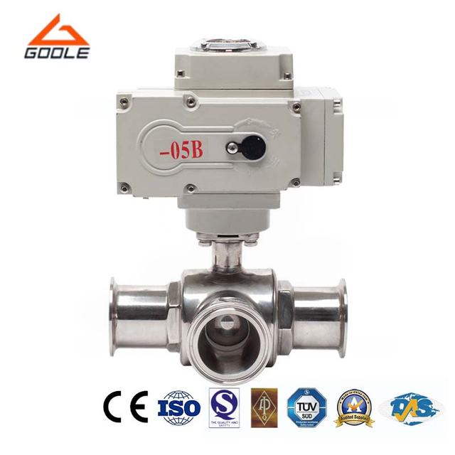 Electric Actuated Sanitary Quick Installation Three-Way Ball Valve