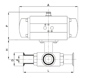 Pneumatic Actuated Sanitary Quick Installation Three-Way Ball Valve
